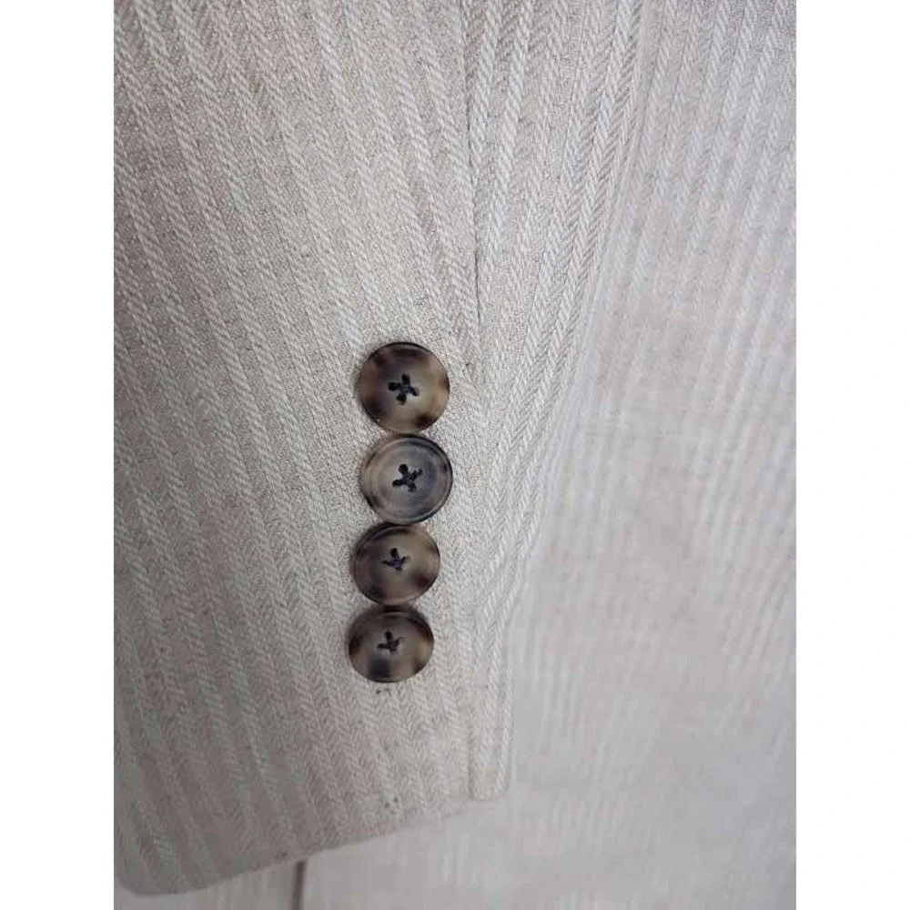 John W Nordstrom‎ Beige Herringbone Stripe 100% Linen Sport Coat Blazer 42R $395